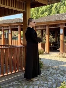 Beli büzmeli oysho elbise siyah