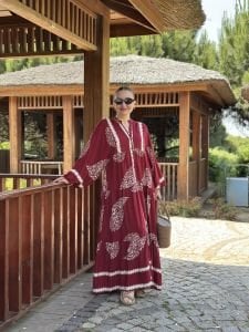 Berla Viskon katleya elbise bordo
