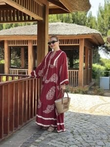Berla Viskon katleya elbise bordo