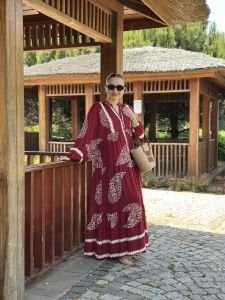 Berla Viskon katleya elbise bordo