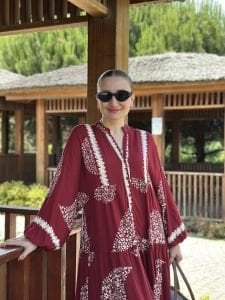 Berla Viskon katleya elbise bordo