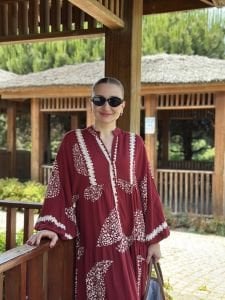 Berla Viskon katleya elbise bordo