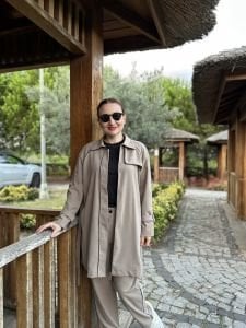 Biyeli tam fermuarlı Takım Taş