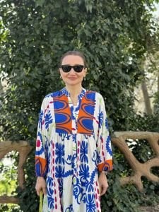 Saks-turuncu mina katleya elbise
