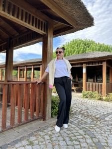 Siyah tensel pamuklu pantolon