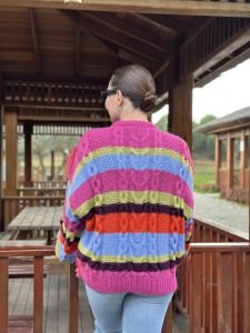 Orjinal marka çok renkli püskül kazak