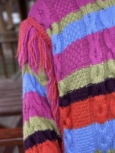 Orjinal marka çok renkli püskül kazak