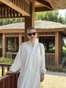 tensel düz beyaz katleya elbise