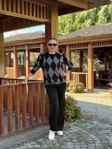 Baklava triko takım siyah