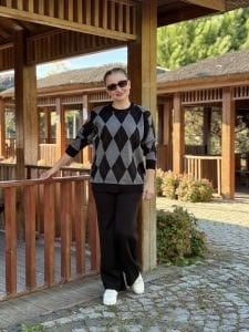 Baklava triko takım siyah