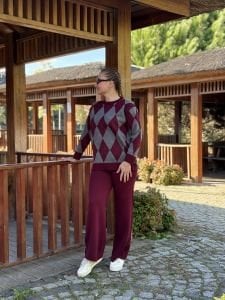 Baklava triko takım bordo