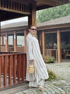 Pamuk keten oversize Takım siyah