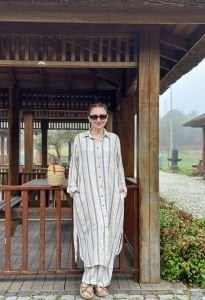 Pamuk keten oversize Takım siyah