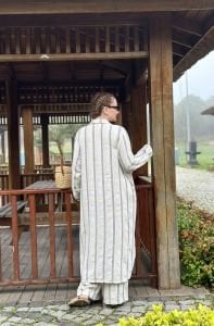 Pamuk keten oversize Takım siyah