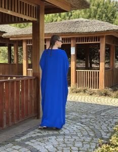 V yaka geniş kalıp elbise 2018 saks