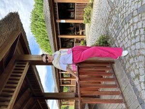 Pembe tensel pamuklu pantolon
