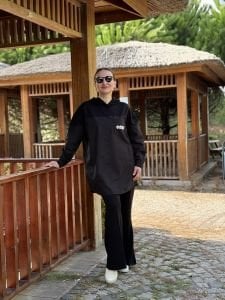 Paraşüt gömlek Cep detaylı TAKIM SİYAH