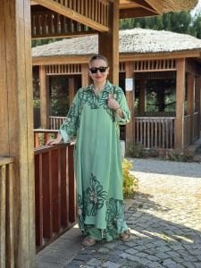 Viskon leylak pantolonlu Takım mint
