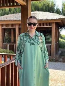 Viskon leylak pantolonlu Takım mint