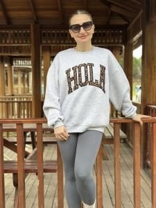 Gri Oversize Hola sweatshirt