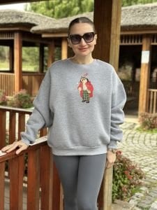 Gri Oversize üçipliksweatshirt