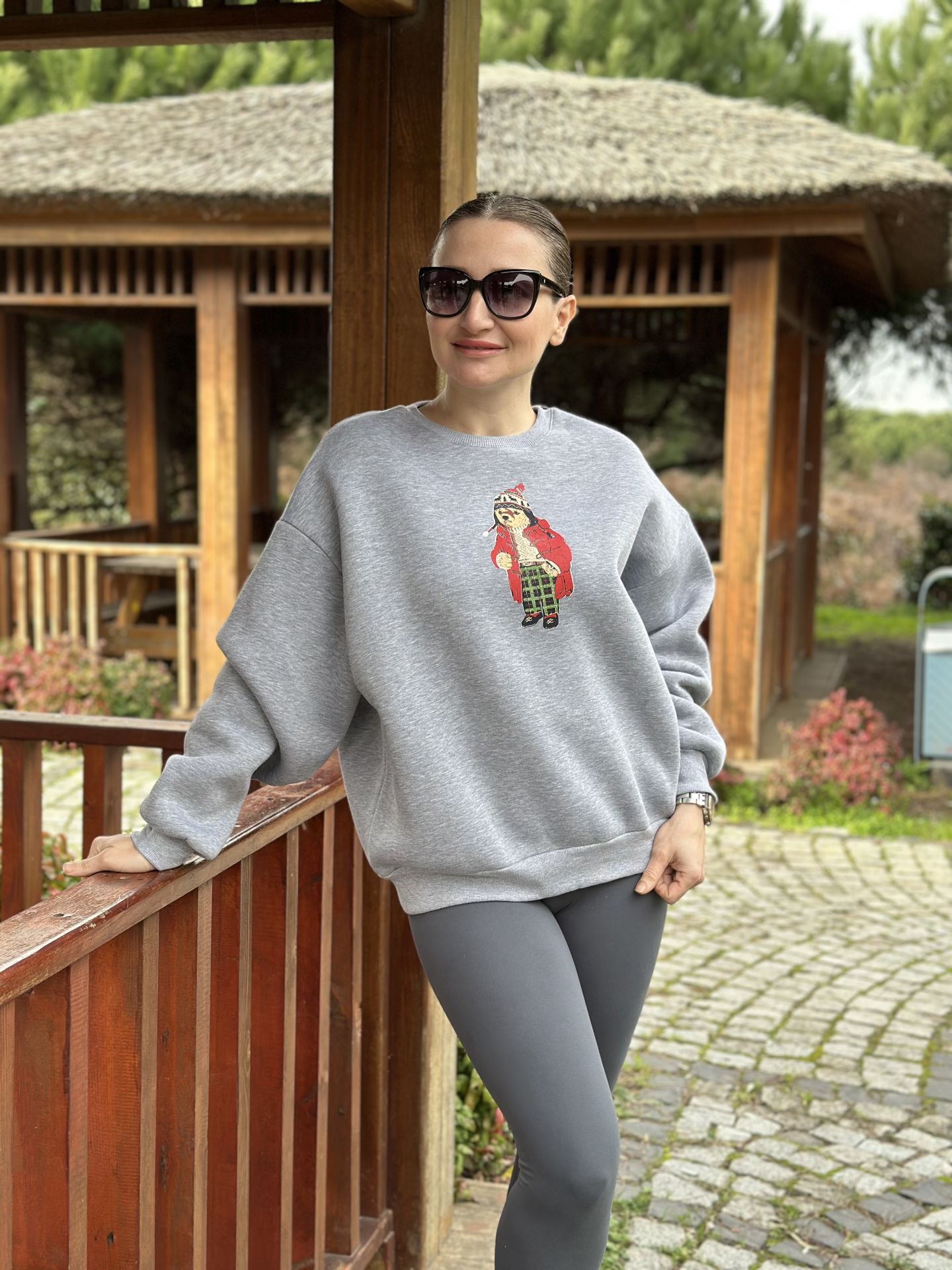 Gri Oversize üçipliksweatshirt
