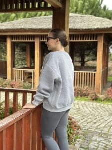 Gri Oversize üçipliksweatshirt