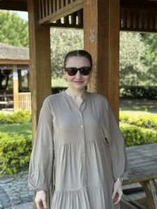 Viskon düz katleya elbise vizon