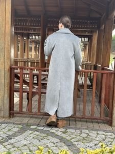Gri yumoş Kaşe Kaban