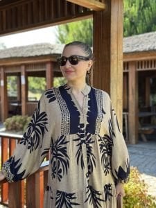 Yaprak Viskon katleya elbise vizon lacivert