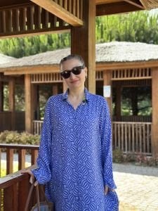 Etek ucu papatya Viskon gömlek elbise