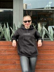 Siyah soho kapüşonlu sweatshirt