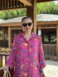 Denizkabuğu gömlek elbise fuşya