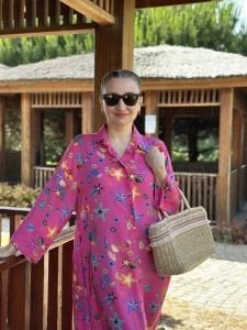 Denizkabuğu gömlek elbise fuşya