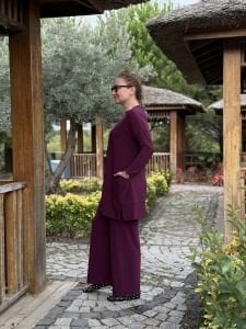 Yanları cepli sandy takım 5015 -mürdüm