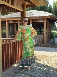 Bambi viskon elbise turuncu-sarı