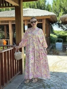 ÇITIR çiçek  modal katleya elbise Pembe