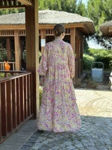 ÇITIR çiçek  modal katleya elbise Pembe