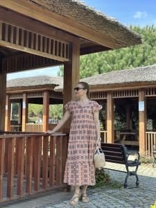 Yavruağzı çıtır desen pamuk elbise