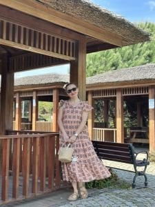 Yavruağzı çıtır desen pamuk elbise
