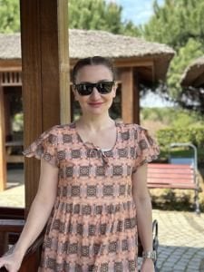 Yavruağzı çıtır desen pamuk elbise