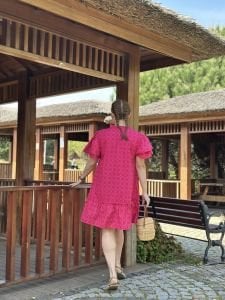 Fuşya barbie pamuk elbise