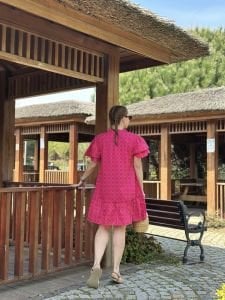 Fuşya barbie pamuk elbise