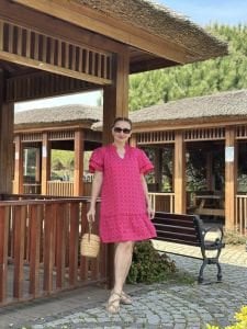 Fuşya barbie pamuk elbise