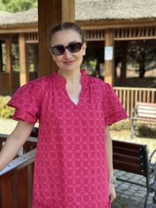 Fuşya barbie pamuk elbise
