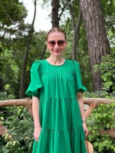 Yeşil Poplin Prenses Elbise 077