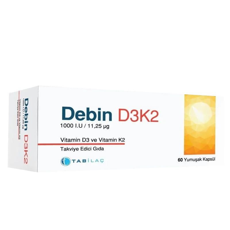 Debin D3K2 Vitamin D3 ve Vitamin K2 60 Kapsül