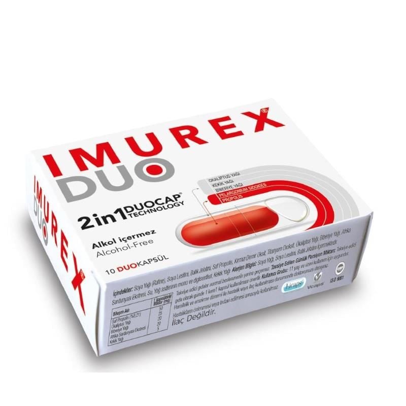 Imurex Duo Palergonium, Propolis, Biberiye Yağı,Kekik Yağı, Ökaliptus Yağı 10 Kapsül