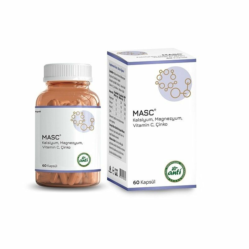 Anti Masc Kalsiyum, Magnezyum, Vitamin C, Çinko 60 kapsül