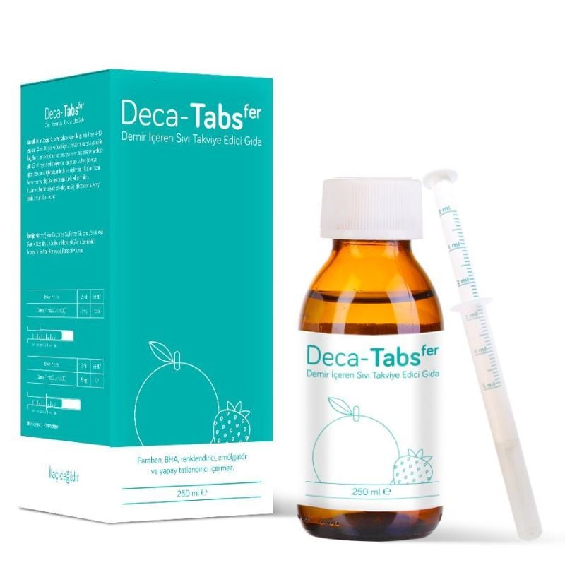 Deca-Tabs FER Şurup 250ml (Demir içeren Sıvı Takviye Edici Gıda)